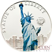 Palau STATUE OF LIBERTY NEW YORK series WORLD OF WONDERS Silver Coin $5 High Quality Printing High Details 2010 Proof